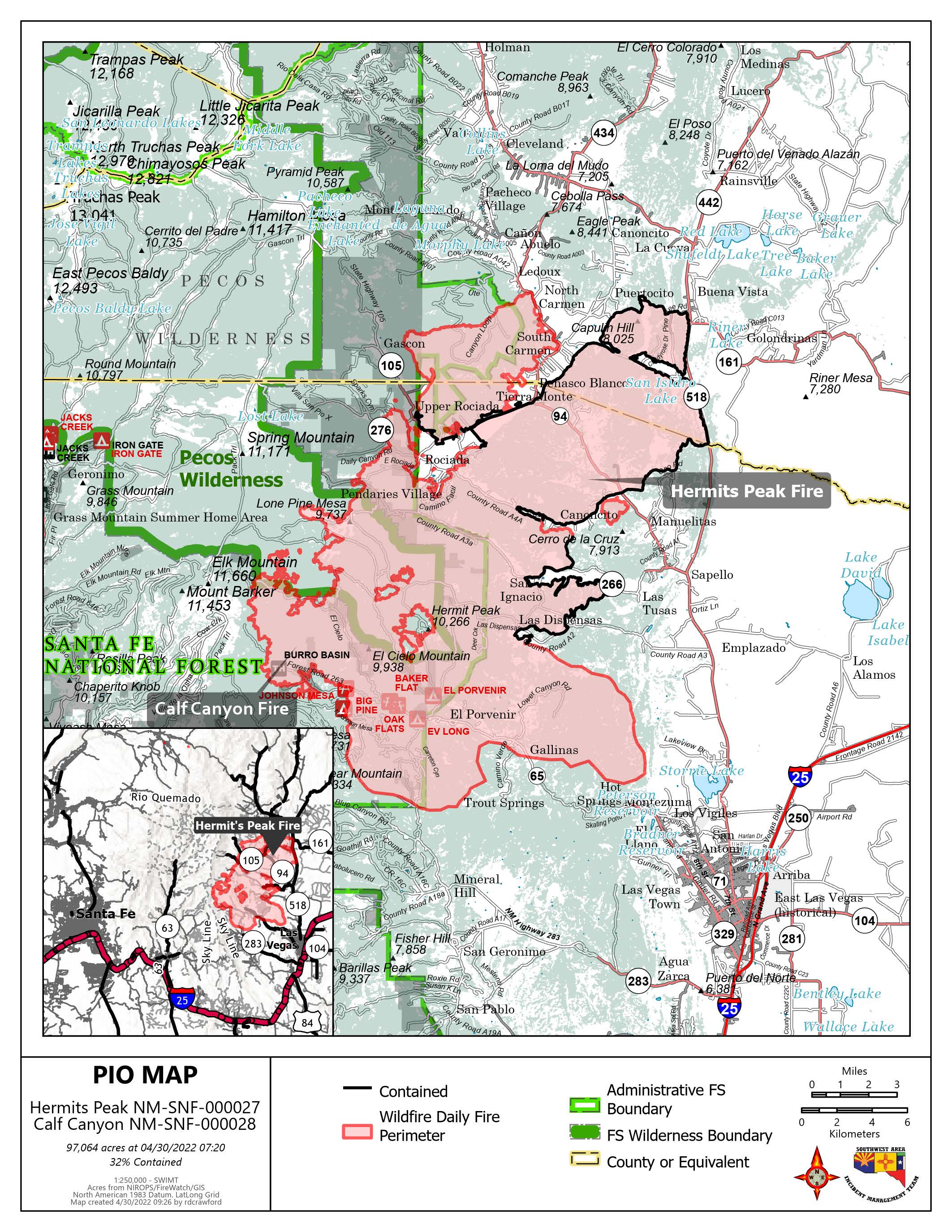 | Calf Canyon and Hermits Peak Fires April 30 UpdateNM Fire Info